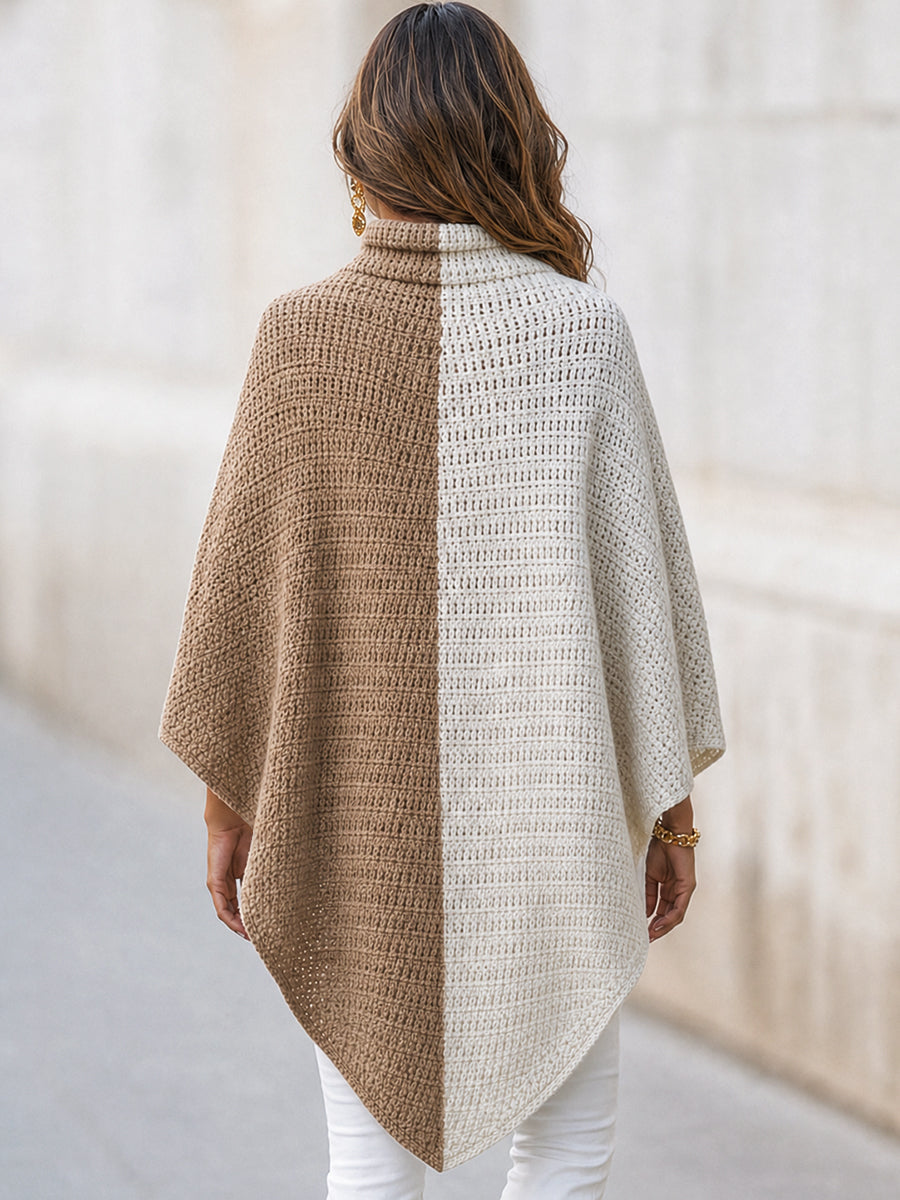 Color-Block Crochet Cape Poncho