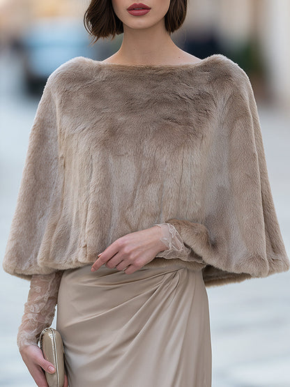 Elegant Plush Faux Fur Cape