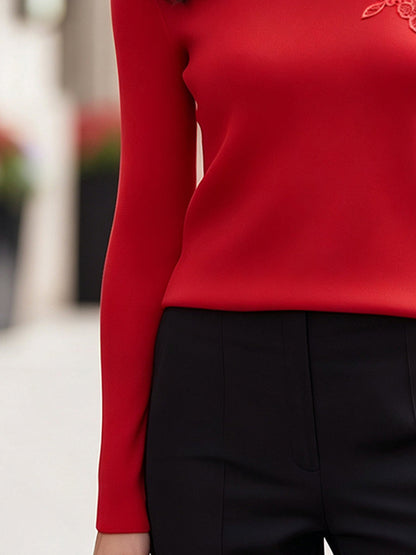 One-Shoulder Lace-Trimmed Knit Sweater