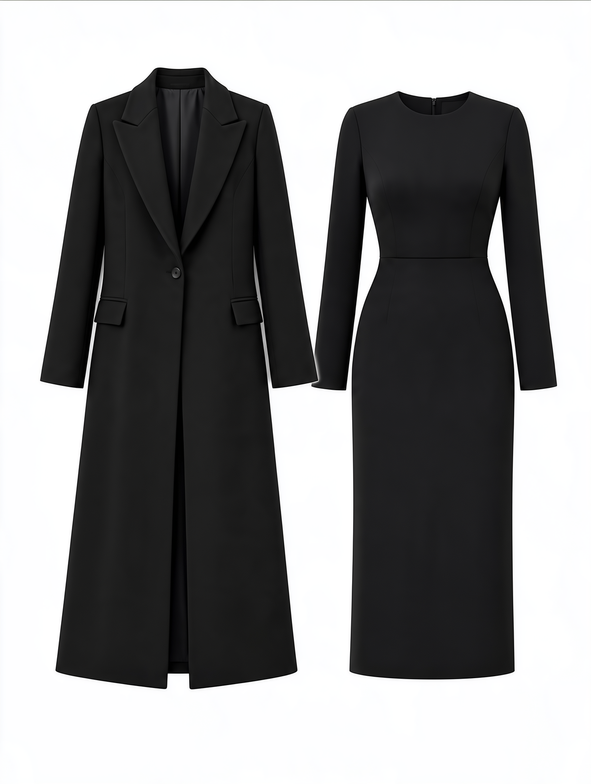 Longline Tailored Coat & Midi Dress Set