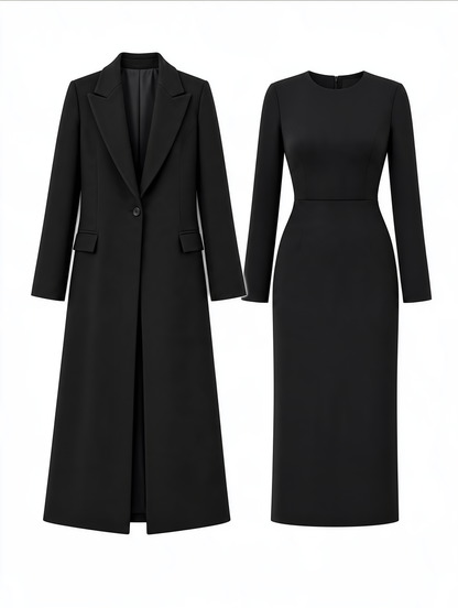 Longline Tailored Coat & Midi Dress Set
