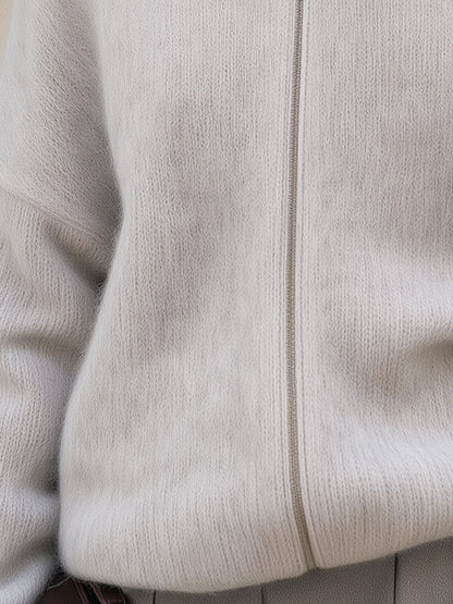 High Neck Zip-Front Knit Cardigan