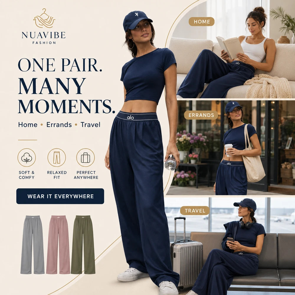 High-Waisted Wide-Leg Lounge Pants