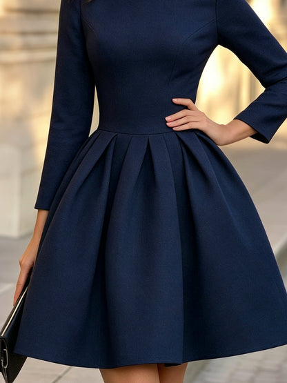 Structured Pleated A-Line Mini Dress