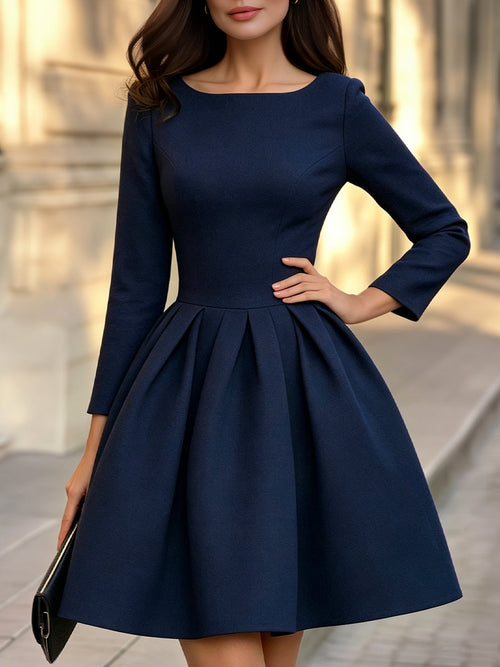 Structured Pleated A-Line Mini Dress