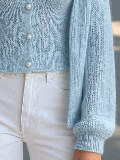 Pearl Button Knit Camisole & Cardigan Sweater Set