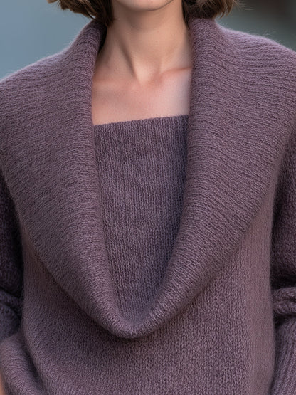 Draped Cowl Neck Soft Knit Sweater