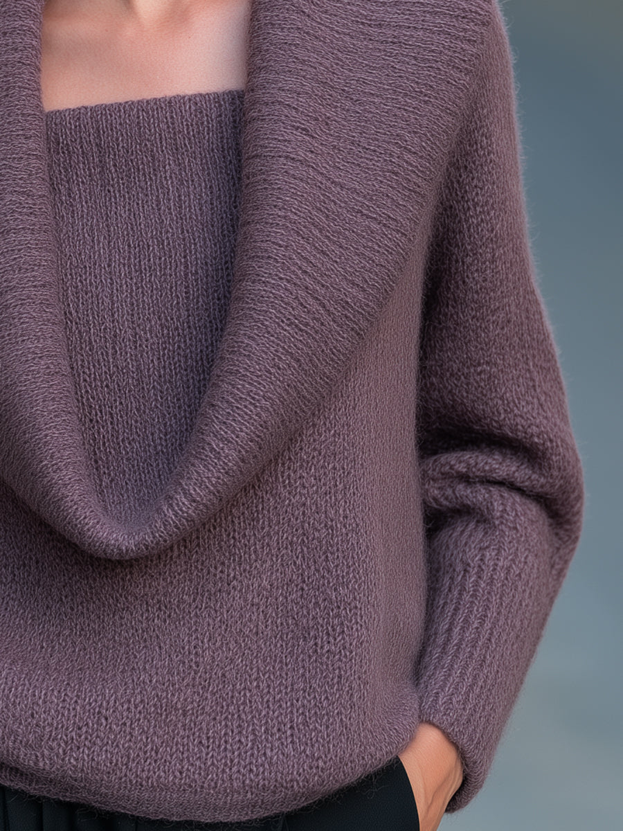 Draped Cowl Neck Soft Knit Sweater