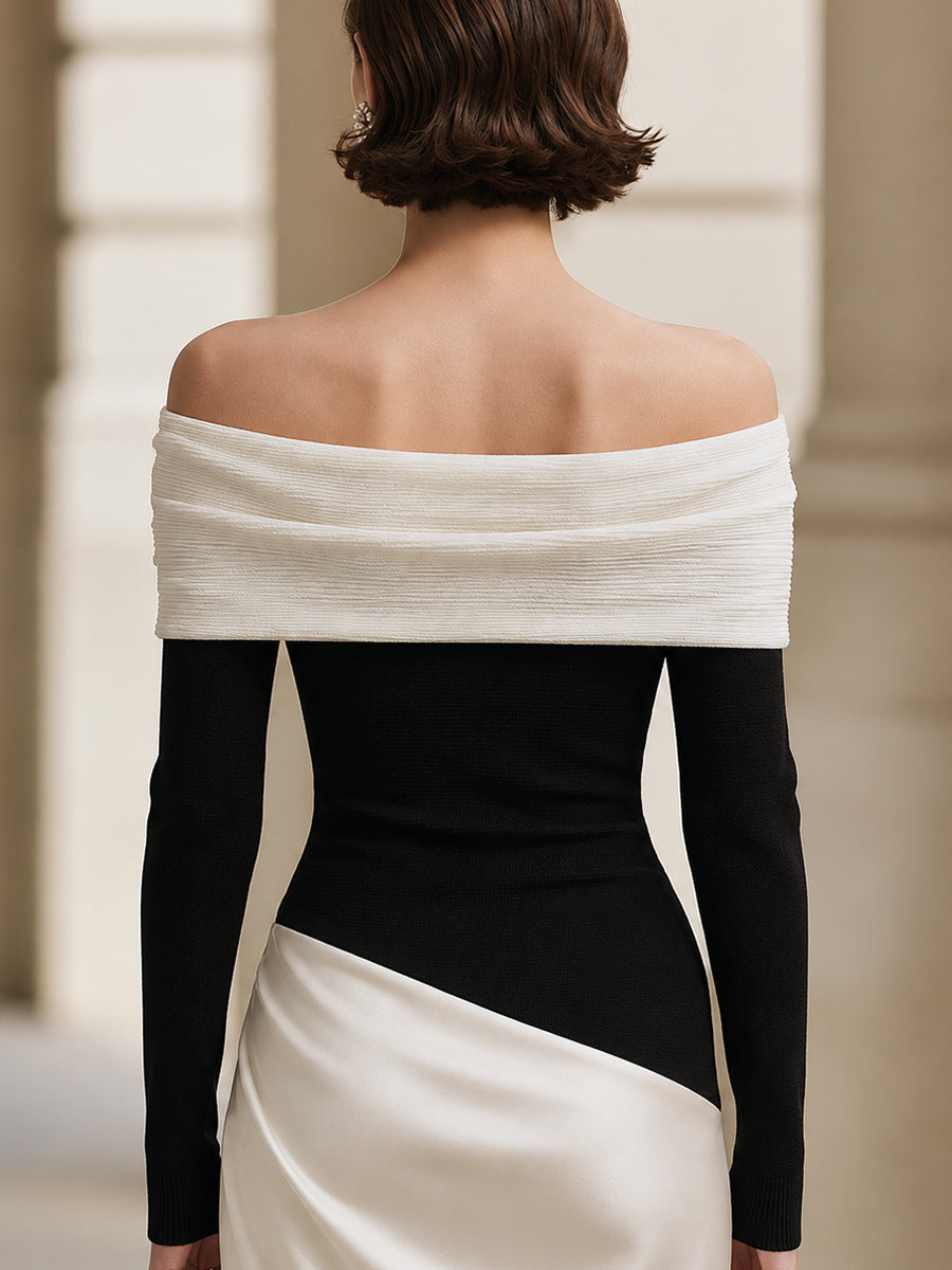 Pearl-Detailed Off-Shoulder Knit Top