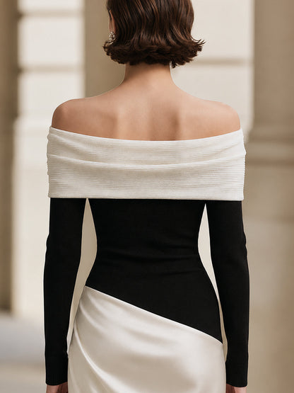 Pearl-Detailed Off-Shoulder Knit Top