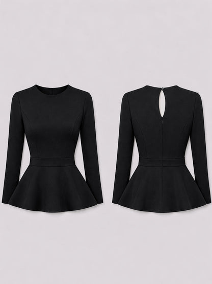 Structured Round Neck Peplum Top