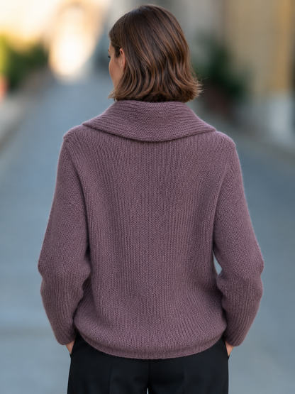 Draped Cowl Neck Soft Knit Sweater