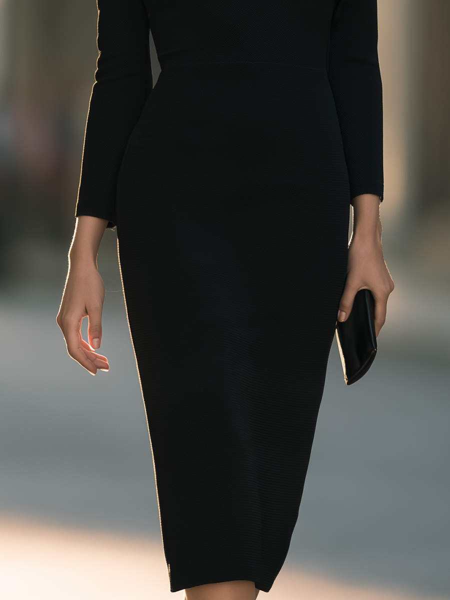 Asymmetric Illusion Panel Sheath Midi Dress