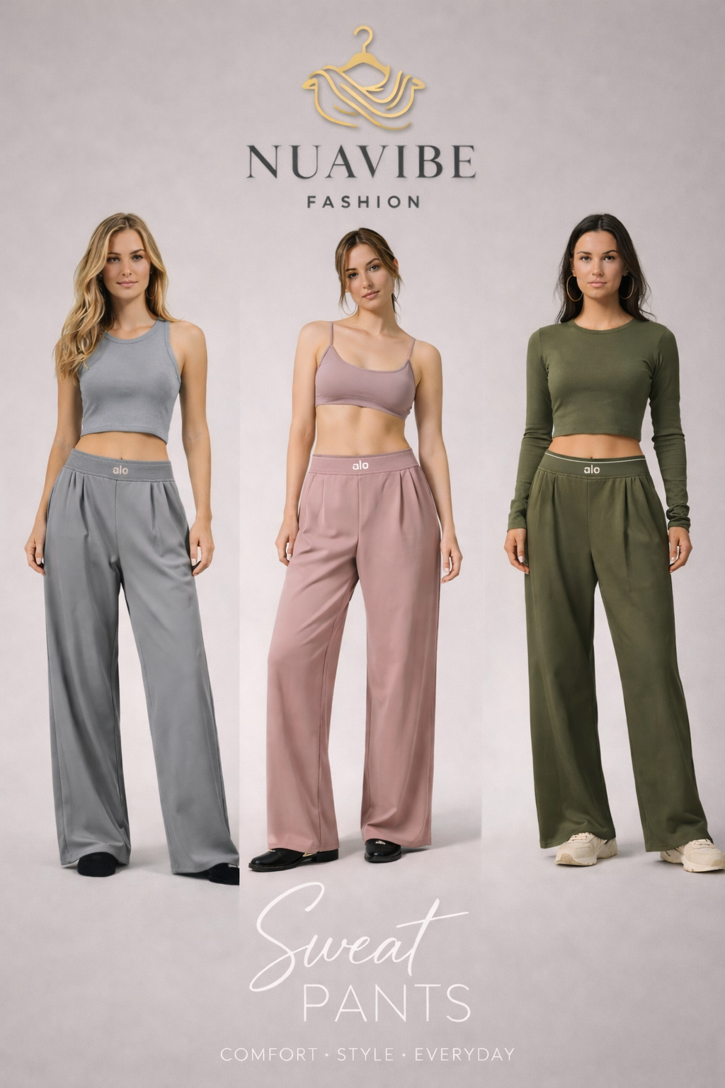 NUAVIBE™ High-Waisted Wide-Leg Sweatpants