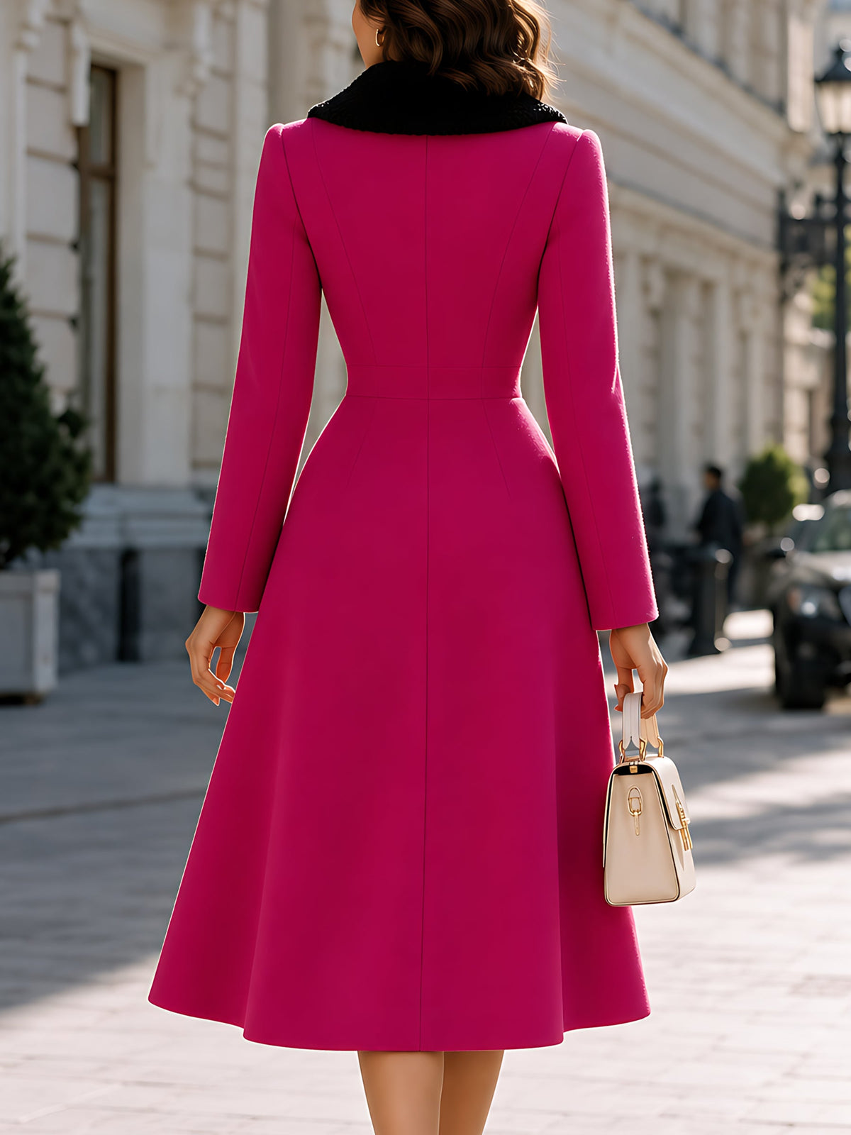 Cashmere Collar Wool-Blend Coat Dress